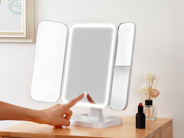 Kosmeetika peegel valgustatud led kokkuklapitav meik peegel premium