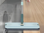 Balai à franges plat avec seau pliable en microfibre raclette pour sols 2 embouts