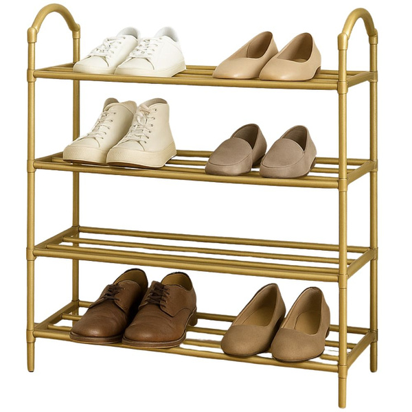 Étagère à chaussures organiseur de chaussures armoire à étages étagère dorée 4 niveaux grande