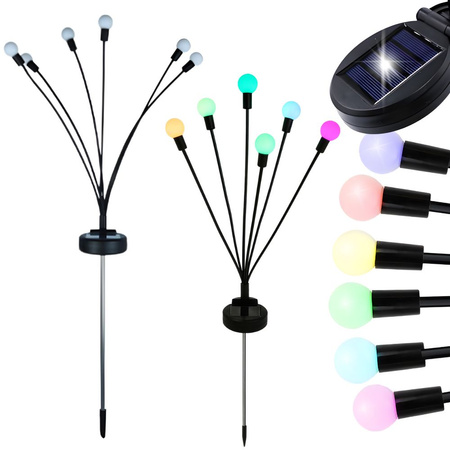 SOLÁRNE ZÁHRADNÉ SVETLÁ GULIČKY 2 KUSY S 6 RGB LED SVETLAMI DĹŽKA 70 CM