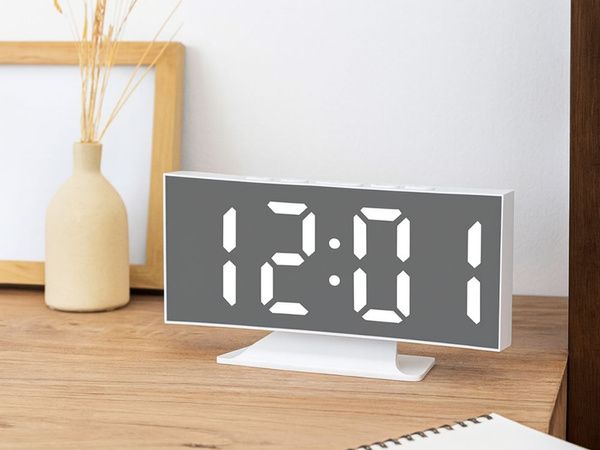 Reloj electrónico digital led despertador termómetro espejo de pie usb memoria