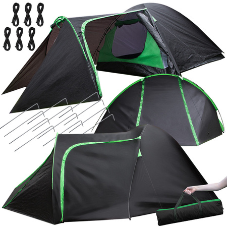 Tente tourisme 3 personnes 2 entrées moustiquaire camping impermeable