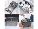 Travel cosmetics bag, hanging organiser for the bathroom, with zip, hook and handle