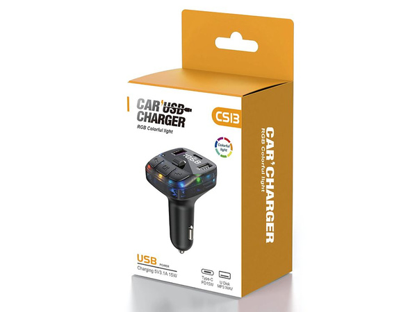 Fm mp3 mp3 transmitter volume 2 x usb + usb c bluetooth 5.3 lcd 12v
