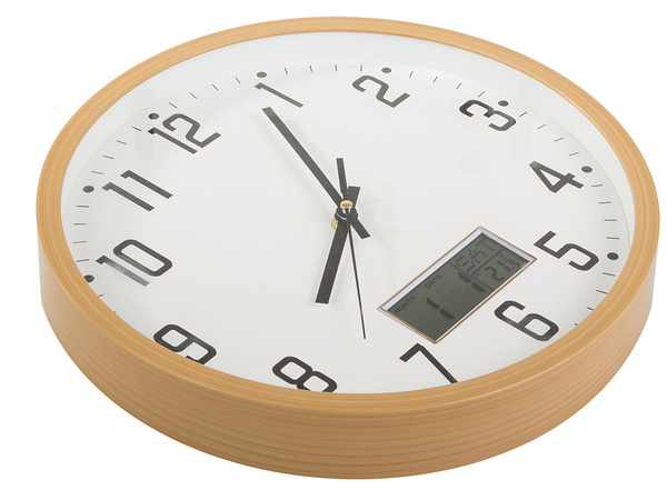 Sieninis laikrodis didelis tylus 30cm apvalus rodyklė data temperatūra sekundės