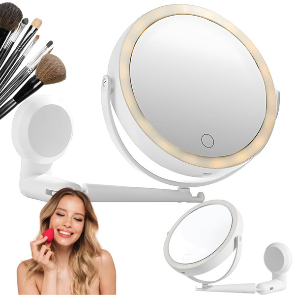 Led make-up zrcadlo otočné zvětšovací zrcadlo s 360° nástěnným držákem