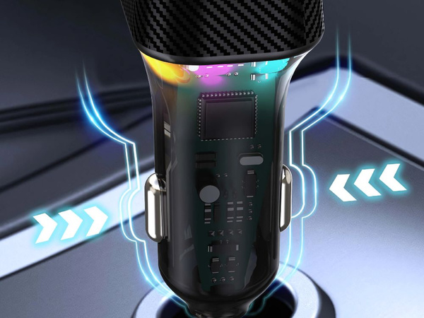 Fast car charger usb-c 30w and usb-a 15w for cigarette lighter socket