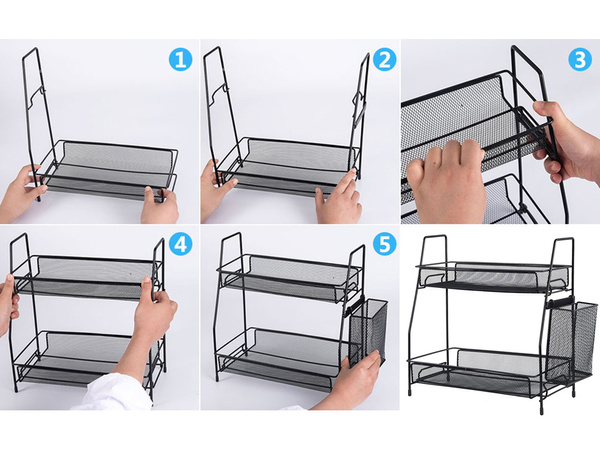 Kitchen shelf loft kitchen organiser two-storey stand with basket