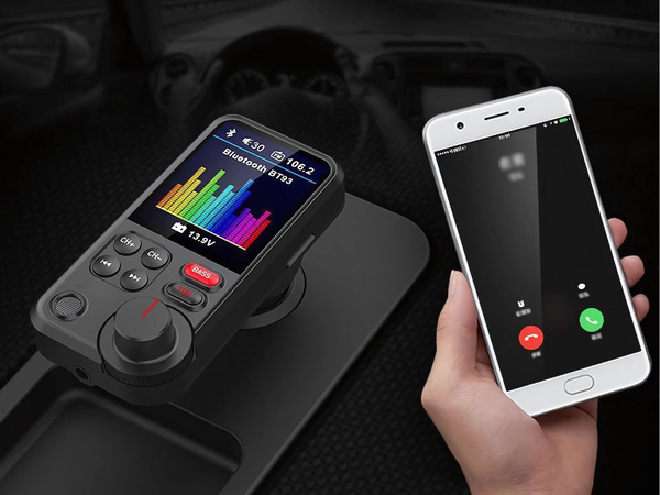 Bluetooth raidītājs 5.0 fm skaļrunis usb qc tf bass lcd 12-24v