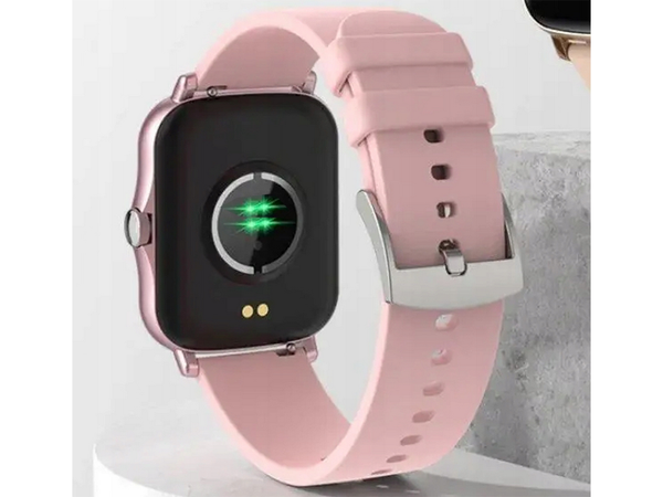 Smartwatch sieviešu vīriešu gumijas siksna sporta bluetooth sarunas rozā