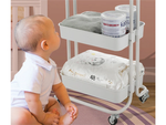 Étagère de salle de bain, armoire de cuisine, étagère mobile sur roulettes, 3 niveaux, blanche