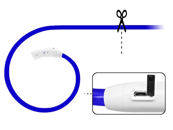Obroża świecąca led dla psa i kota wodoodprna regulowana regulacja 47cm usb