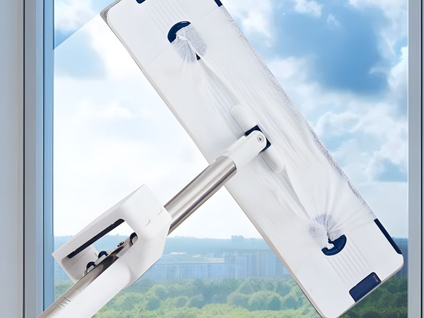Mop plat en microfibre avec raclette et seau pliable dépliable pour les sols