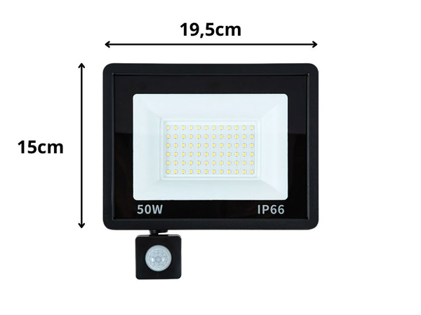 Halogēna prožektors led 50w 6000k ar sensoru no krēslas līdz rietam ip66