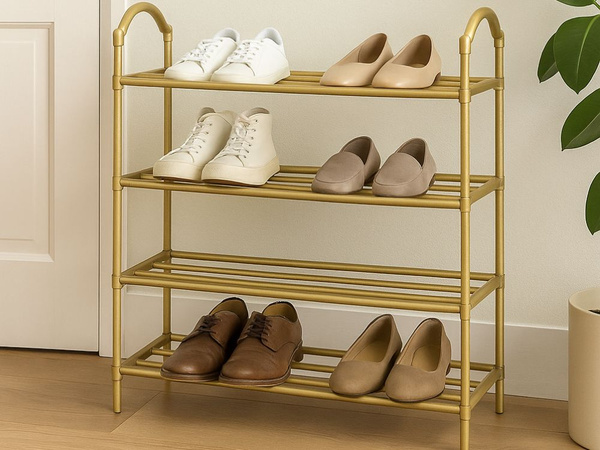 Shoe shelf shoe organiser multi-level cabinet golden shelving unit 4 levels large