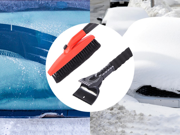 Strgalo krtača teleskopska krtača zložljiva steklo led sneg 2v1