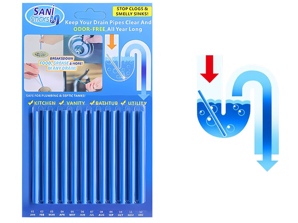 Drain cleaner sticks for cleaning sink pipes drains 12 pieces