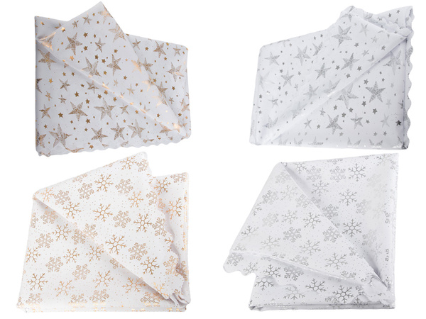 Mantel navidad estrellas blancas copos de nieve 140x220cm