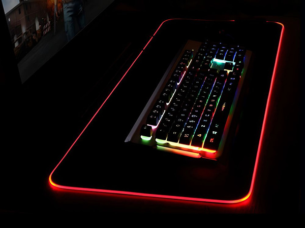 Tapis de jeu illumine rgb xxl 90x40 sous souris clavier usb