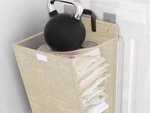 Folding laundry basket for bathroom laundry room wall door beige