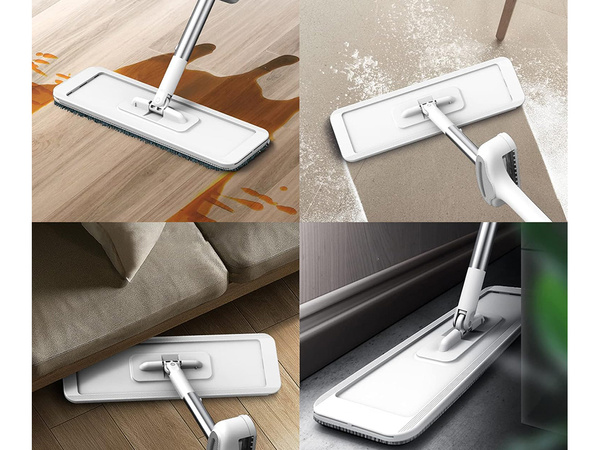 Mopa plana con limpiador de mano 125 cm plegable ancha mircofibra