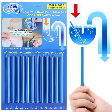 Drain cleaner sticks for cleaning sink pipes drains 12 pieces