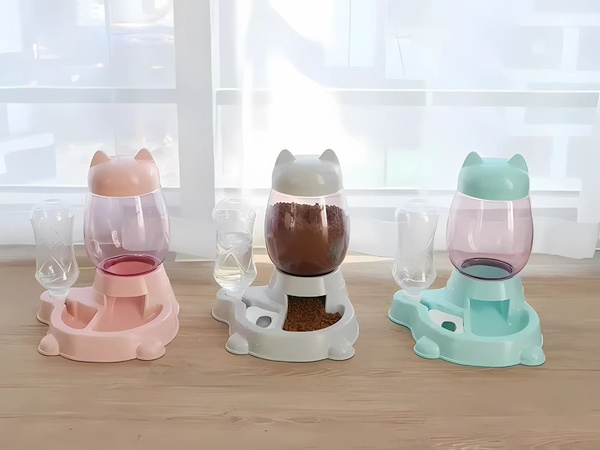 Suņu barības un ūdens dozators kaķu automātiskā bļoda dozators konteiners 2in1