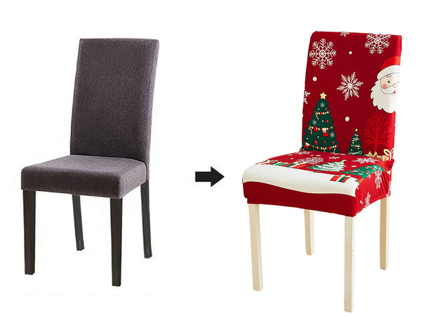 Božični prevlek za stol, dekorativen, univerzalni, Božiček, z elastičnim trakom