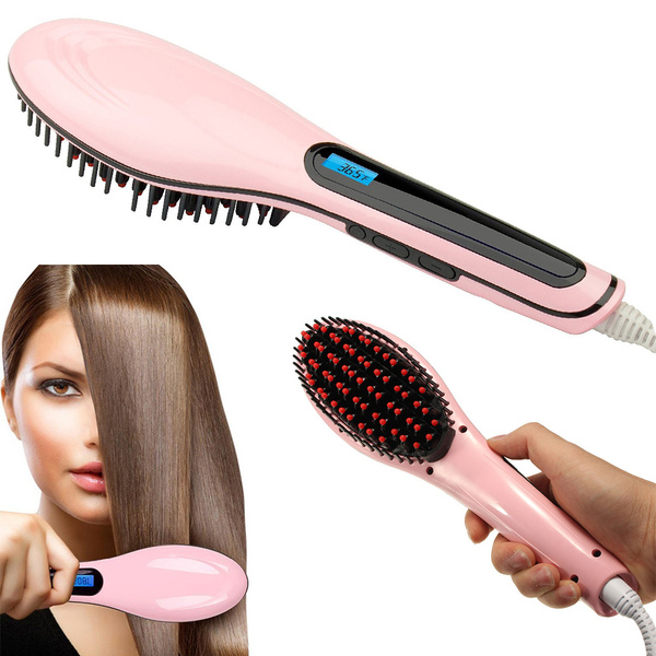 Lcd electric hair straightening brush