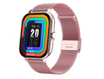 Reloj inteligente para mujer y hombre con correa de goma, deportivo, Bluetooth, llamadas, rosa