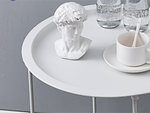 Mesa de centro redonda plegable de metal con bandeja para balcón terraza loft blanco