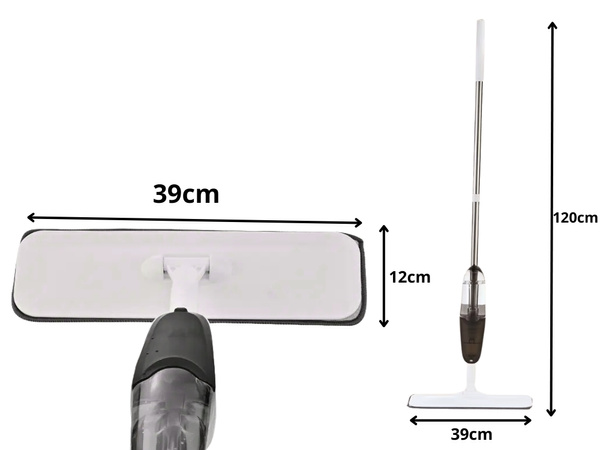 Mop płaski ze spryskiwaczem długi 120cm 350ml +3 szt wkładów z mikrofibry