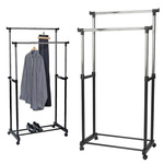 Вешалка для одежды на колесиках двойная большая для спальни прихожей