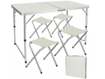 Folding camping table tourist table set with 4 chairs garden table