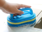 Sponge cleaning brush with handle bathroom kitchen universal