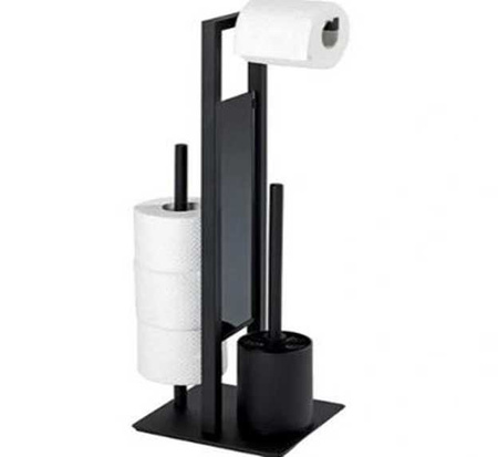 SOPORTE PARA PAPEL HIGIÉNICO CON ESTANTE PARA TELÉFONO NEGRO LOFT WC ACERO