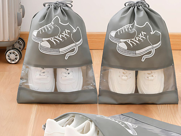 Sac à chaussures sac de rangement pour vêtements sac de voyage avec cordon gris