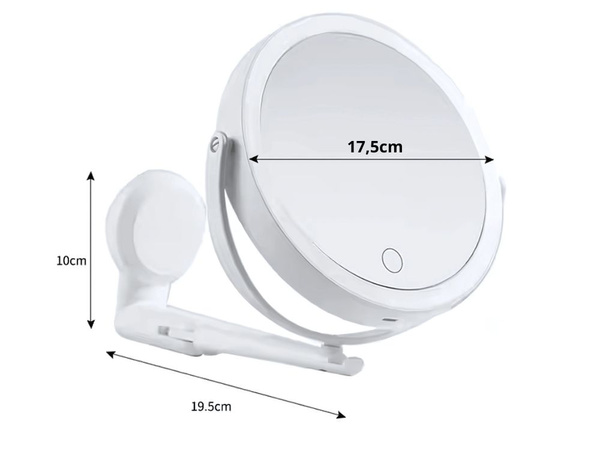 Led make-up mirror rotating magnifying mirror with 360° wall bracket