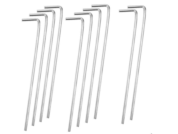 Tent pillars anchor pigs steel 22cm 10gab hook & loop pins