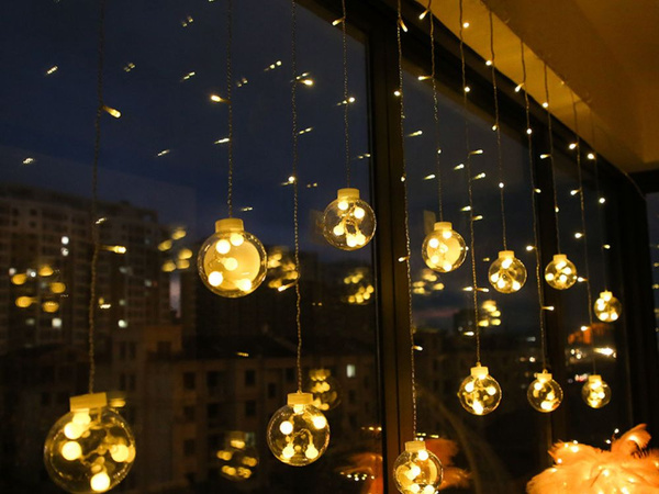Lumini cortina festive ghirlanda bauble decorare 138 condus cald culoare ip44