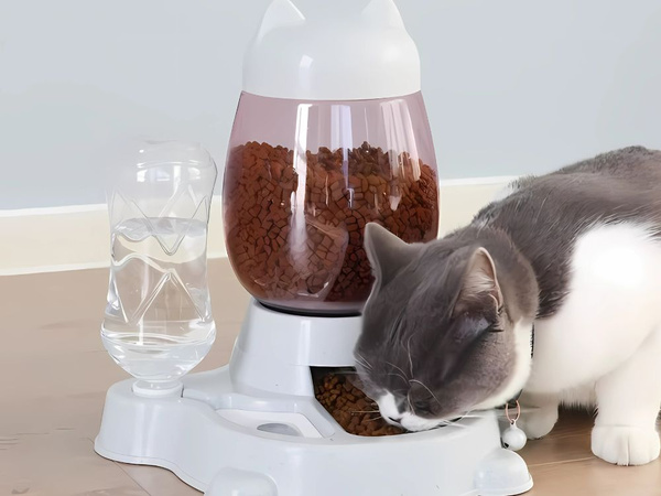 Distributeur de nourriture et d'eau pour chien distributeur automatique de gamelle pour chat conteneur 2en1