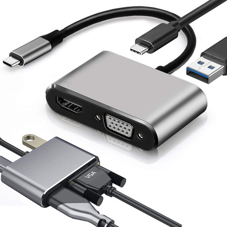 Adaptér usb-c na hdmi 4k vga hub usb 3.0 usb-c power delivery adapter