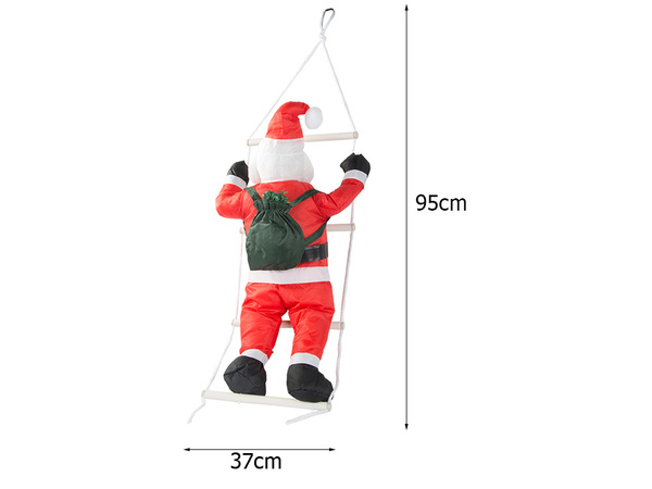 PÈRE NOËL SUR UNE ÉCHELLE DÉCORATION DE NOËL BALCON TERRASSE DÉCORATION 95 CM CHEMINÉE