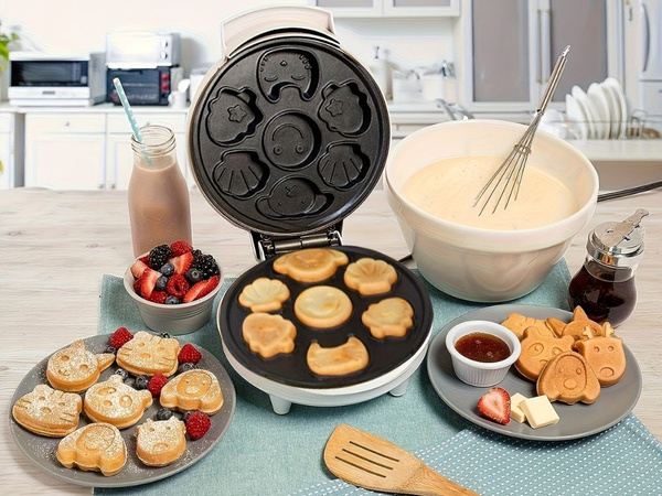 Electric waffle maker for waffles and cookies, moulds with various designs, 1200W