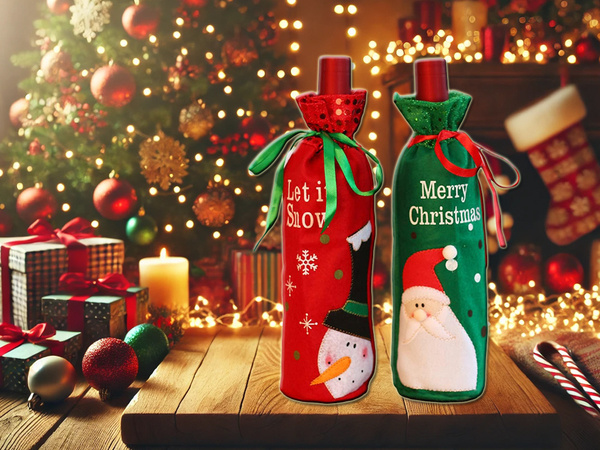 Karácsonyi dekoráció hóember palack borító karácsonyi dekoráció