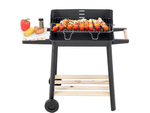 Garden grill large charcoal bbq adjustable grate shelves wheels portable