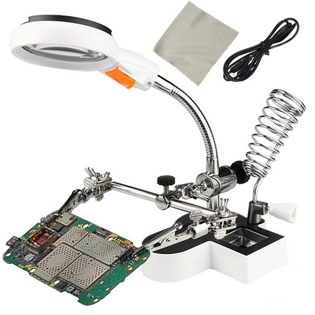 Pájecí sada pro třetí ruku držák lupy vedl