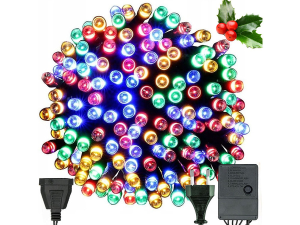 Brad de crăciun de interior lumini multicolore 200 led iluminat 8 programe