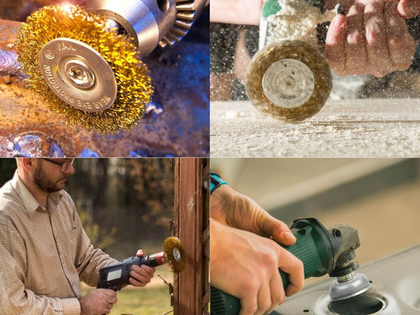 Brass wire brushes for screwdriver set of 5 pieces various sizes