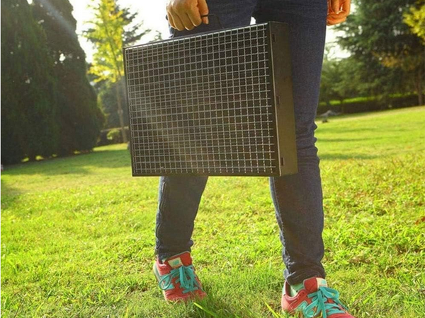 Cestovní gril přenosný skládací kufr na dřevěné uhlí kempování bbq